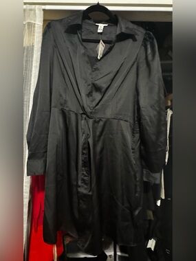 Sincerly Jules Black Satin Wrap Dress